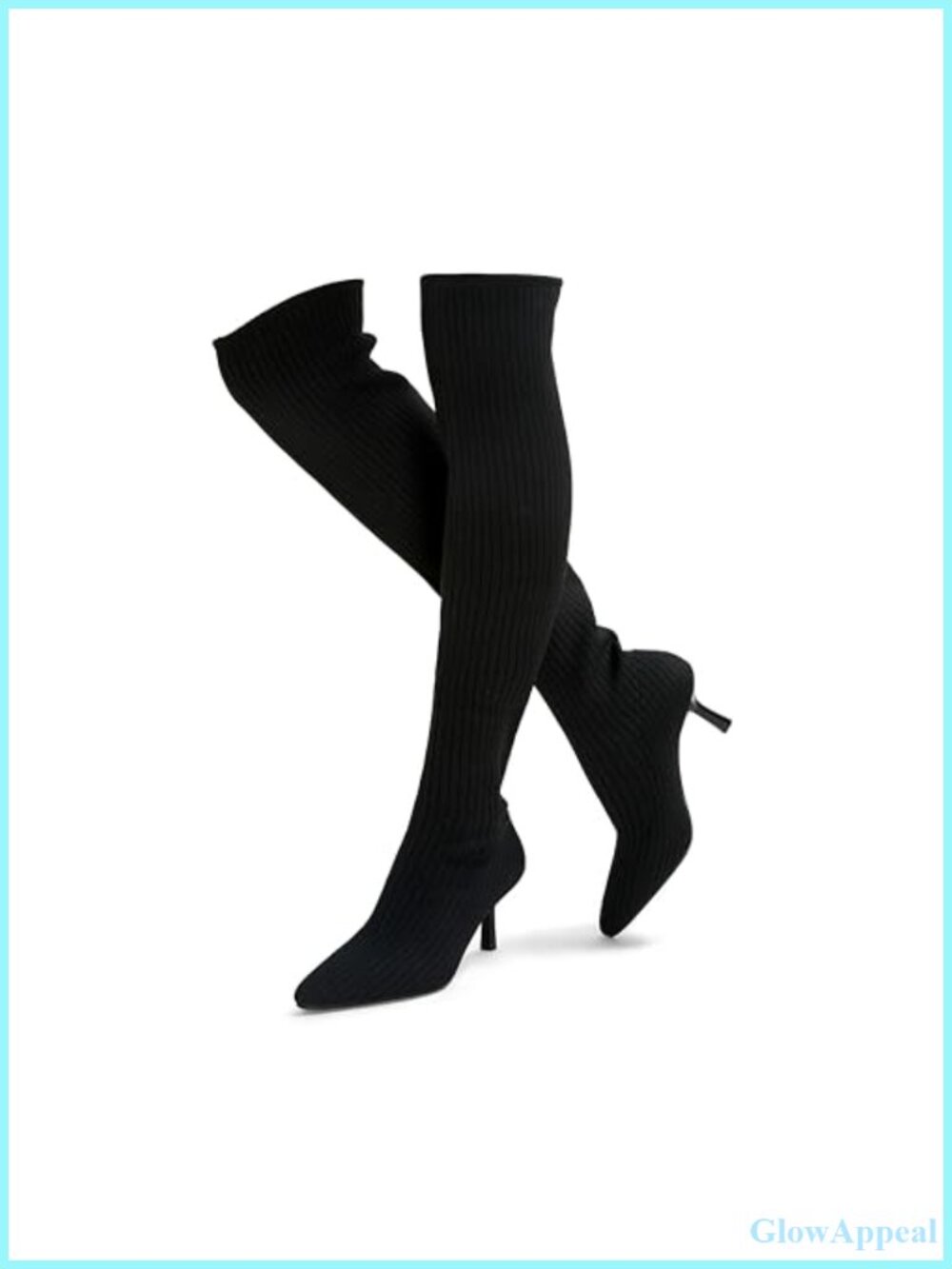 Women Over The Knee Knit Boots Pointed Toe Stiletto Heel Pull On